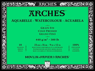 Aquarelle Watercolour Paper Block, N. White CP 9X12" 300lb Arches vdiue2-zt.myshopify.com