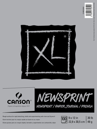 Canson XL Newsprint sketch pad cover, 9x12 inch, 30lb weight