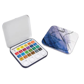 Aquafine Watercolour 24 Half Pan Travel Tin Set