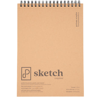 Prism Studio 9x12 spiral bound sketch pad with kraft cover and micro-perforated pages