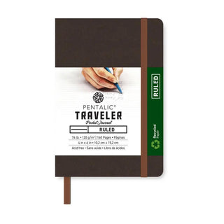 Traveler Ruled Pocket Journal, 4" x 6" - Saddle Brown Pentalic vdiue2-zt.myshopify.com