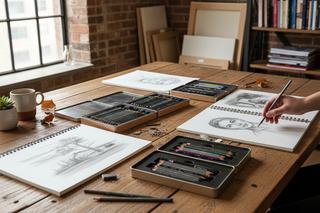 drawing and sketching kits in a creative scene