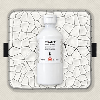 Medium acrylique Tri-Art Crackle Ground en bouteille de 250ml avec échantillon d'effet craquelé