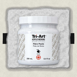 Médium acrylique Tri-Art Fibre Paste dans un pot blanc de 250 ml avec étiquette