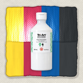 Médium acrylique Tri-Art Final Finish Matte, flacon blanc de 250 ml avec échantillons de peinture