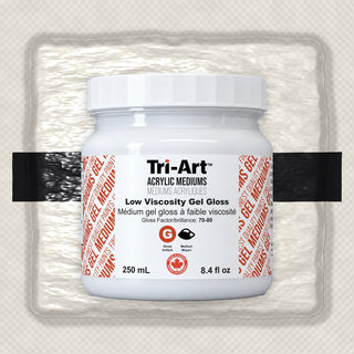 Tri-Art Gel Gloss à faible viscosité, médium acrylique en pot blanc de 250 ml