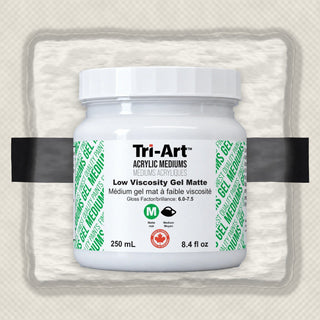 Médium acrylique gel mat à faible viscosité Tri-Art, pot de 250 ml avec étiquette
