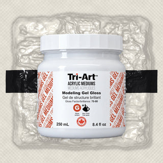 Gel modèleur brillant Tri-Art pour acrylique, pot blanc 250ml avec couvercle cannelé