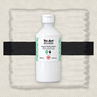 Médium acrylique Tri-Art Polymer Medium Matte dans un flacon blanc de 250ml avec bouchon à rabat