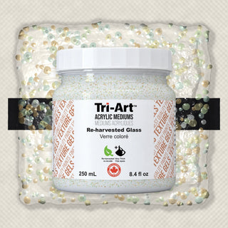 Mélange acrylique Tri-Art verre recyclé avec billes de verre irisées vert pastel et or