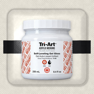 Gel brillant autonivelant Tri-Art pour acrylique, pot blanc de 250 ml avec étiquette