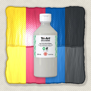 Medium acrylique Tri-Art Top Coat Hard Matte en bouteille de 250 ml avec bouchon blanc